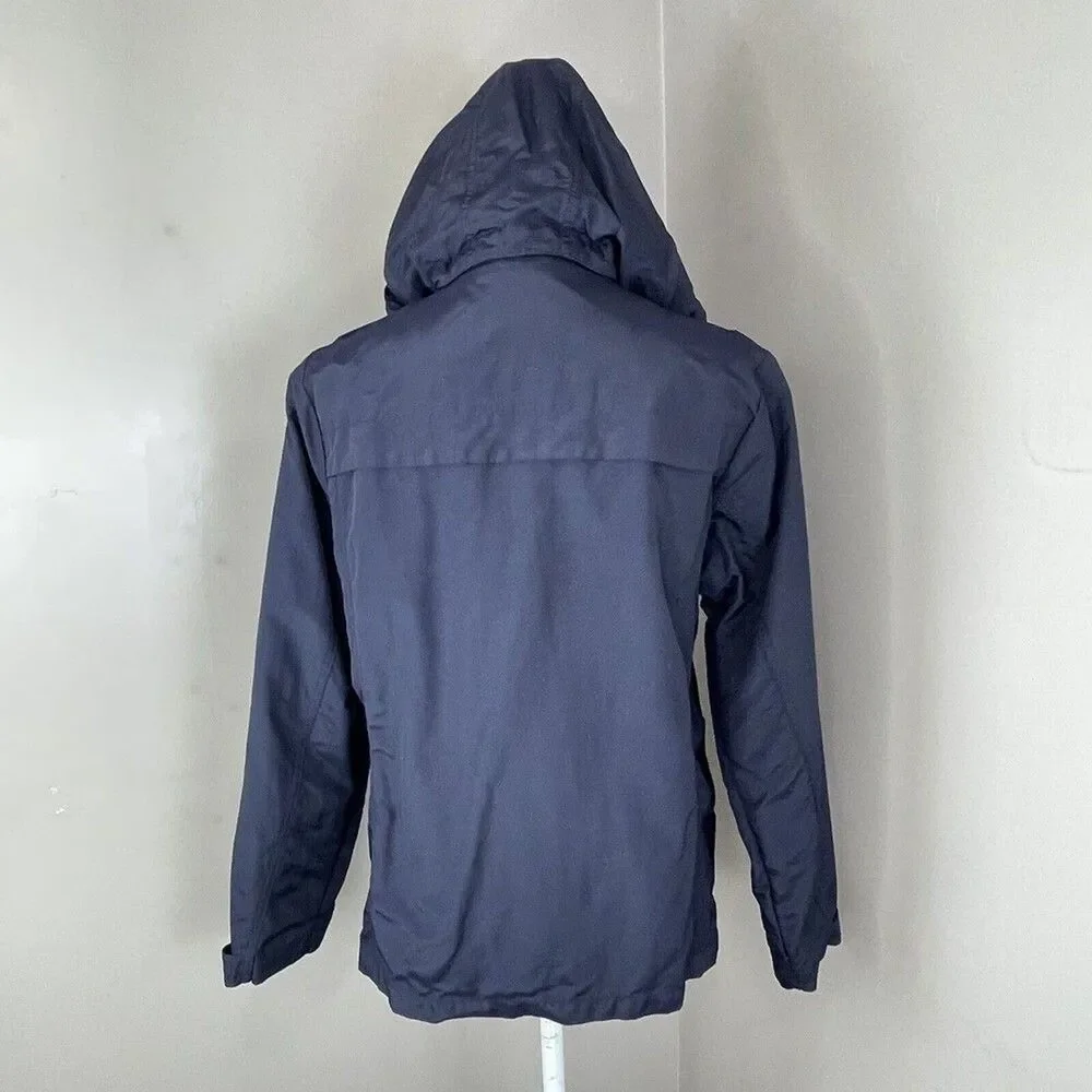Lands’ End Women’s Hooded Rain Windbreaker Jacket Coat Small S 6-8 Navy Nylon